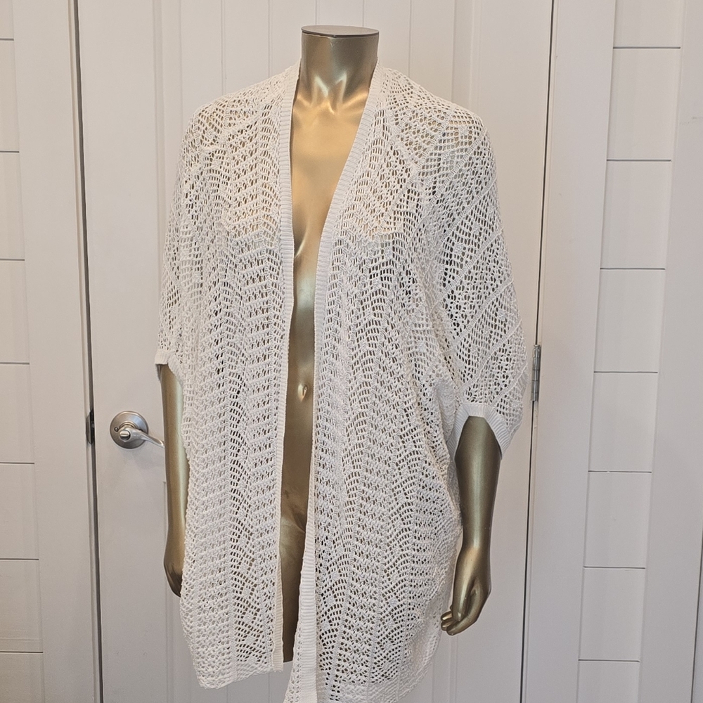 White Knit Kimono Cardigan